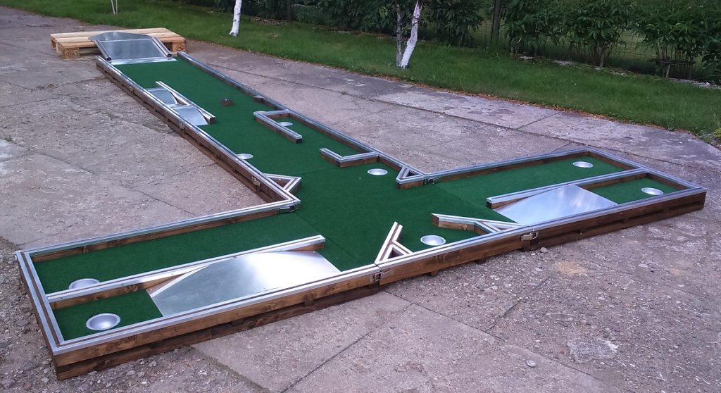 Mini golf lane for office and yard. Nine holes in one game